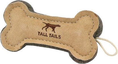 Tall Tails Dog Natural Leather Bone Fetch Toy Gift for Dogs 6 inches