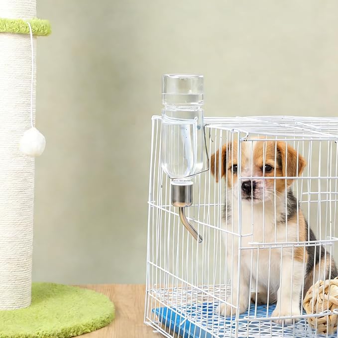 Baluue Dog Water Dispenser No-Drip Pet Water Bottle for Cage Crate 180ml /6Oz Hanging Small Bottle for Cage Crate Raised and Lowered Waterfeeding for Dogs and Small Pets