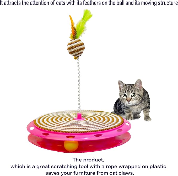 XGATML FANUSMARK - Wobble Track Cat Toys for Indoor Cats - Interactive Cat Toys - Rope Scratcher Cat Track Toy Catch The Furry Ball and Track Exercise Ball Toy - Cat Scratcher Toy - Cat Feather Toy
