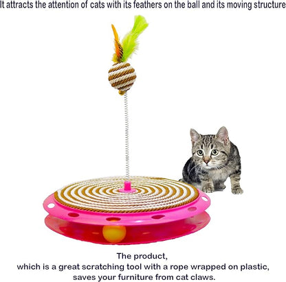 XGATML FANUSMARK - Wobble Track Cat Toys for Indoor Cats - Interactive Cat Toys - Rope Scratcher Cat Track Toy Catch The Furry Ball and Track Exercise Ball Toy - Cat Scratcher Toy - Cat Feather Toy