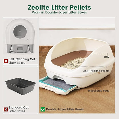Gardner Pet Cat Litter Pellets Work in Double-Layer Litter Boxes Natural Mineral Formula with Odor Control, Low Dust & Low Tracking, Non-Clumping Cat Litter, Lightweight & Safe(3.5LBS)