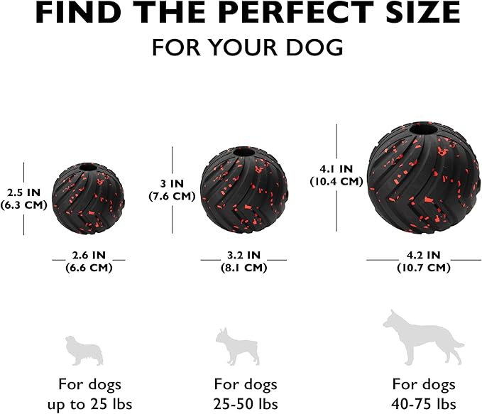 Chew King Supreme Durable Rubber Dog Ball for Aggressive Chewers, Treat-Dispensing Heavy-Duty Chew Toy with Safety Air Vent, Interactive Dog Toy for Training & Enrichment, Medium 3" Fetch Ball