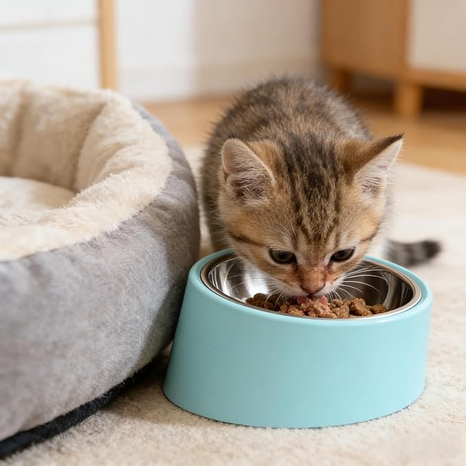 Slow Water Bowl for Dogs - Large Size Blue, 15 Degree Tilted Raised Pet Food Dish, Anti-Gulping Slow Feeder Water Bowl for Dogs