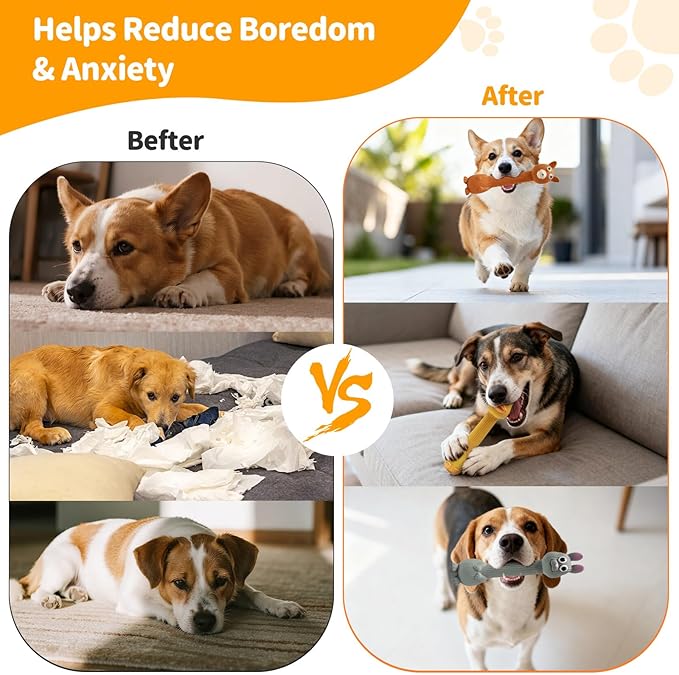 Latex Squeaky Dog Toys, 3 Pack Soft Rubber Dog Chew Toys, 8.7" Standing Stick Animal Pet Toy to Keep Them Busy, Interactive Fetch Squeak Toy for Puppy Small Medium Dogs
