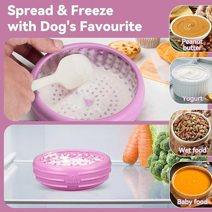 Dog Lick Bowl, Animire Freeze Lick Mat for Dogs, Non-Slip Slow Feeder Licking Bowl Enrichment Treat for Distraction Anxiety Relief, Food Grade Silicone, Dishwasher Safe(Pastel Purple,L)