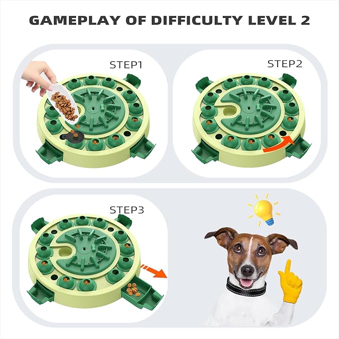 KADTC 3 Levels of Step-by-Step Challenge Dog Puzzle Toy 4 Ways to Play - U.S. Brand & Design - Large Size Beginner-to-Advanced,Boredom Buster for Smart Dogs Mental Stimulation Enrichment Brain Toys