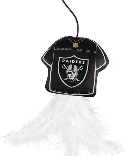 NFL LAS Vegas Raiders Team Jersey Wand with CAT NIP, Cat Toy Jersey Shaped Plush Teaser Toy for Cats & Kittens - Interactive Pet Toy for Play & Exercise