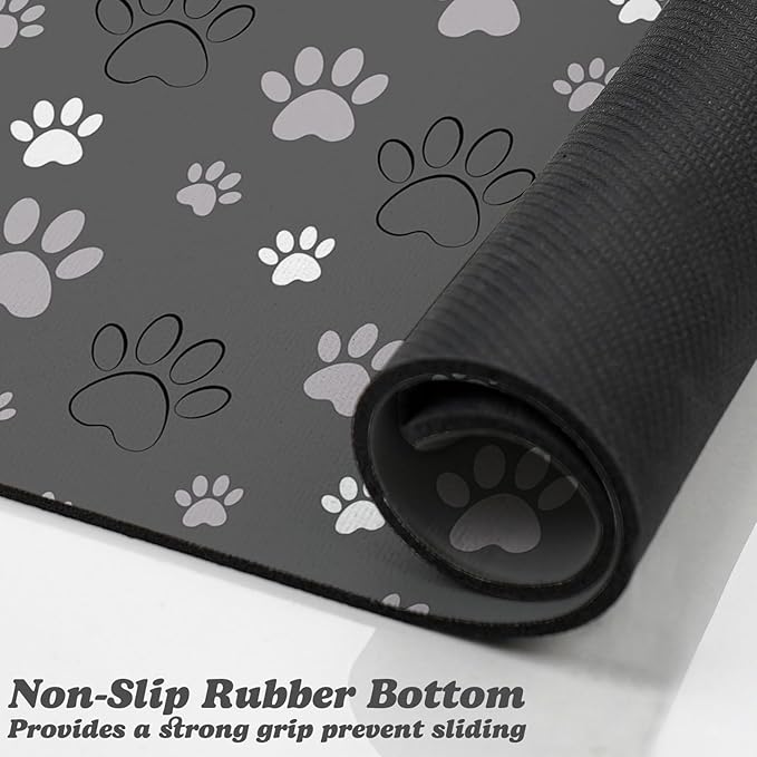Dog Food Mat, Absorbent Water Bowl Mats Cat Pet Feeding Placemats Dark Gray 24 * 32 inch