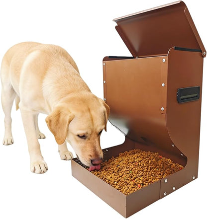Galvanized Dog Feeders for Large Dogs, 15LBS Gravity Automatic Dog Feeder, Suitable for Indoor and Outdoor Use, Suitable for Medium Dogs,Cats,Poultry, and Pets