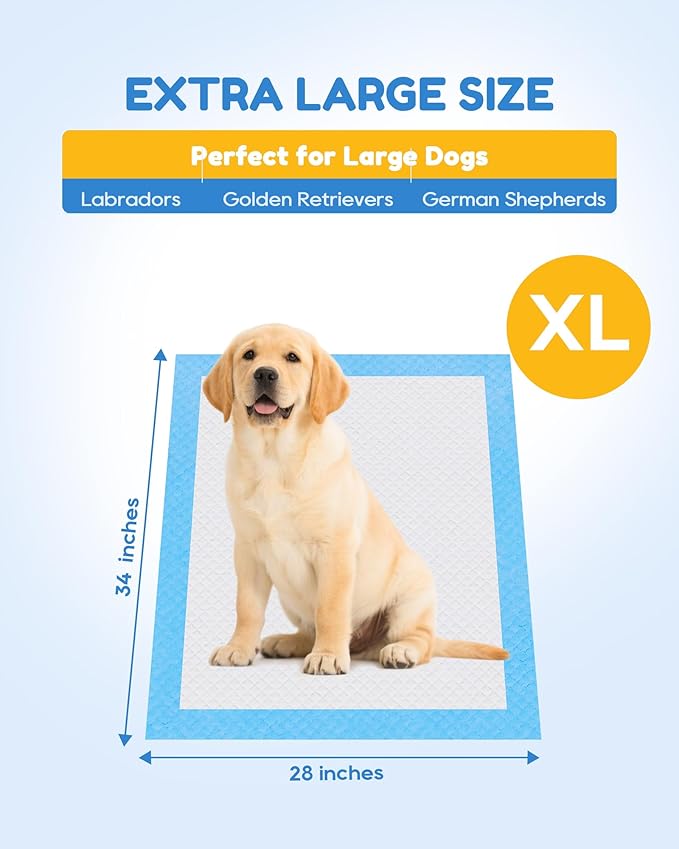 Extra Large Puppy Dog Pee Pads 28" x 34"-30 Count, Super Absorbent Disposable Dog Training Pads, Quick Drying, Leak-Proof, Ultra Thick Potty Pads for Dogs, Puppies, Doggie, Cats, Rabbits