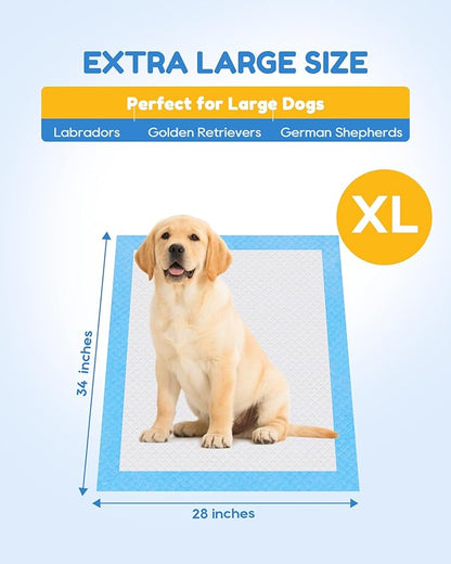 Extra Large Puppy Dog Pee Pads 28" x 34"-60 Count, Super Absorbent Disposable Dog Training Pads, Quick Drying, Leak-Proof, Ultra Thick Potty Pads for Dogs, Puppies, Doggie, Cats, Rabbits