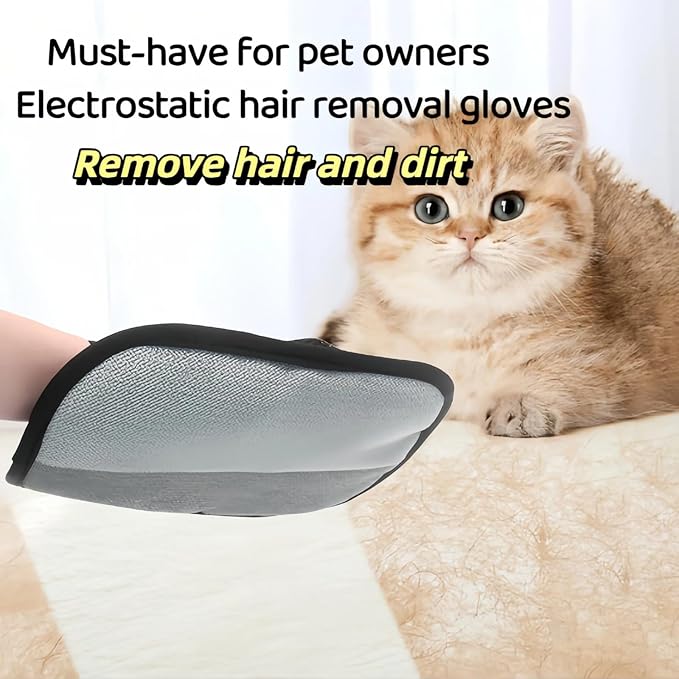 Pet Hair Remover Glove for Dogs & Cats – Reusable Electrostatic Lint Remover for Couch, Furniture, Carpet & Clothing, 5-Finger Design Pet Hair Removal Tool for Sofa, Car Seat & Bedding