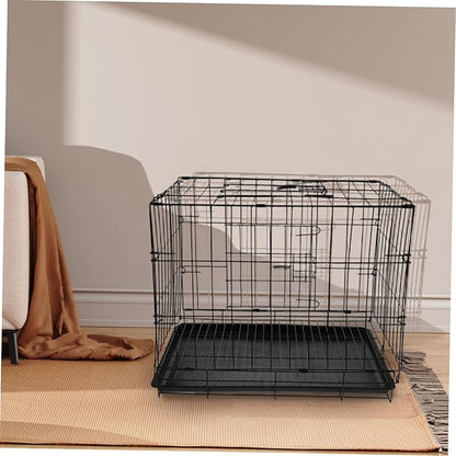 POPETPOP Portable Pet Carrier with Divider Panel Lightweight Wire Cage for Small Medium Dogs for Indoor Outdoor Travel Breathable Design