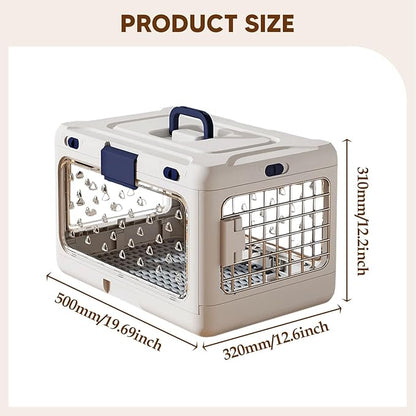 Folding Puppy Crate, Cat Travel Cage, Portable Dog Kennel, Pet Carrier for Small Dogs, White