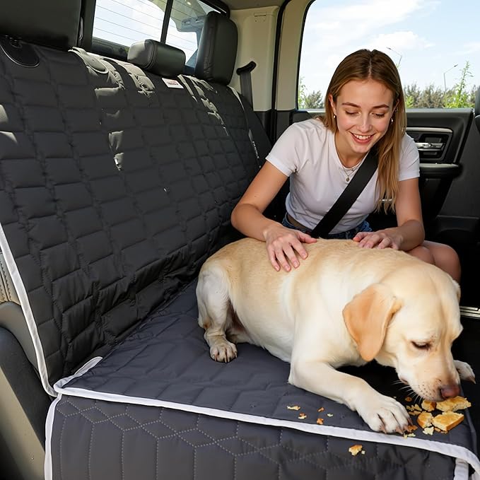Reliadura Dog Car Seat Cover for Back Seat,Washable Bench Seat Cover for Truck,Nonslip Backseat Cover Protector for F150/Ram1500/GMC Sierra/Toyota/Chevrolet Silverado,Car Seat Covers for Dogs