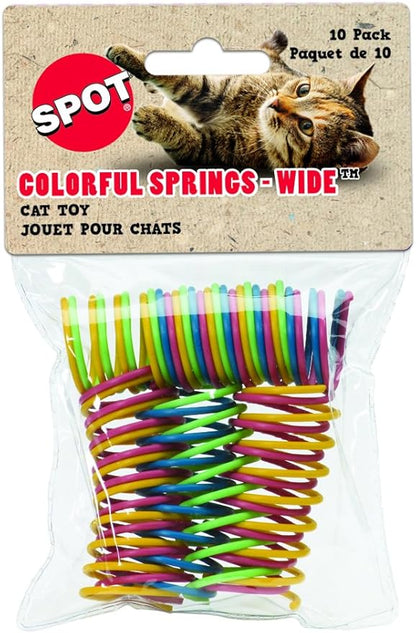 SPOT Colorful Cat Spring Toys – 2" Bouncy Coils for Indoor Cats & Kittens to Swat, Chase, Bite – Interactive Enrichment Toys, Safe Plastic, 10-Pack, Multi-Color