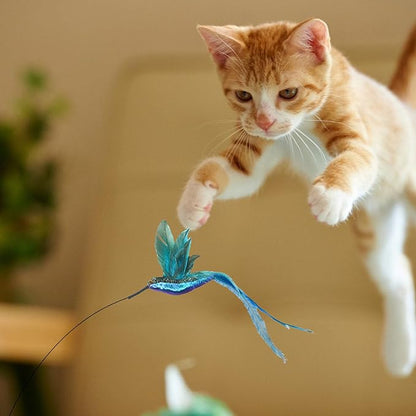 8 Pieces Cat Feather Toys Replacement Bird Insect Cat Toy Wand Refills Cats Toy Replacement Natural Bird Feathers for Cats Toys
