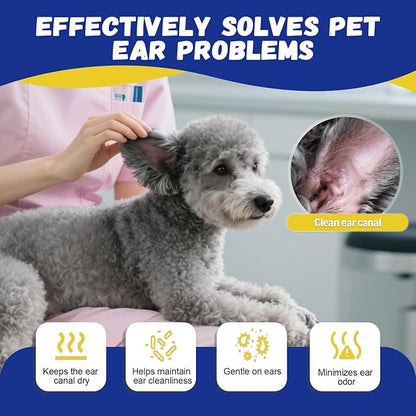 Dog Ear Hair Removal Kit – Ear Powder, Safety Round Tip Scissors & Locking Tweezers – At-Home Grooming Set for Hair Plucking, Wax Removal & Odor Control – Ideal for Poodles & Doodles