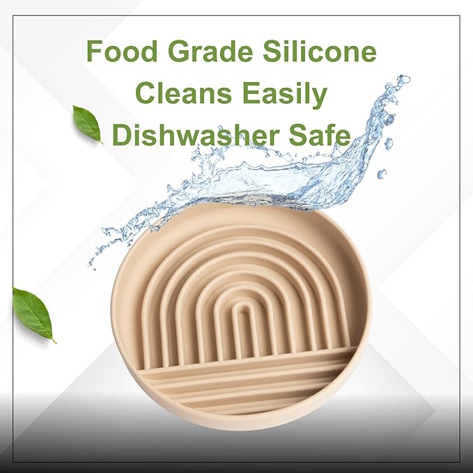 Modern Rainbow Pet Slow Feeder Bowl, Silicone Slow Feeder for Dogs & Puppies, Slow Eating, Modern Lick Mat Design, Reduces Gulping, Dishwasher Fit, for All Breed, Durable Mealtime Puzzle (Slate)