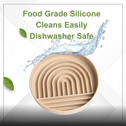 Modern Rainbow Pet Slow Feeder Bowl, Silicone Slow Feeder for Dogs & Puppies, Slow Eating, Modern Lick Mat Design, Reduces Gulping, Dishwasher Fit, for All Breed, Durable Mealtime Puzzle (Slate)