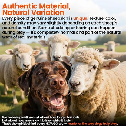 HOWGO Dog Rope Toy,Dog Bungee Chaser Toy 100% Sheepskin,Sheep Smell Tug Toy for All Breeds (Purple, Long Without Ball)