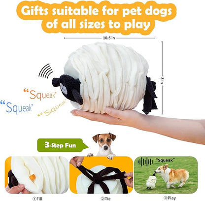 Sheep Shape Snuffle Toy for Dogs - Interactive Puzzle Feeder & Treat Dispenser, Slow Feeder Mat for Puppies to Relieve Boredom & Anxiety (Upgraded Squeaky Lamb Ball) (Others)