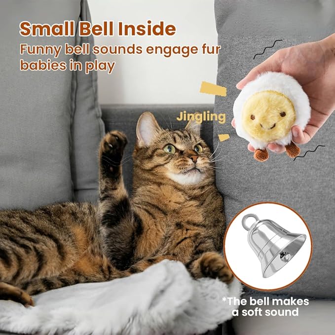 4 Pack Catnip Toys, Soft Stuffed Crinkle Cat Toys for Indoor Cats, Interactive Cute and Durable Kitten Toy, Cat Kicker for Kitten Exercise 4 Inches for All Breeds