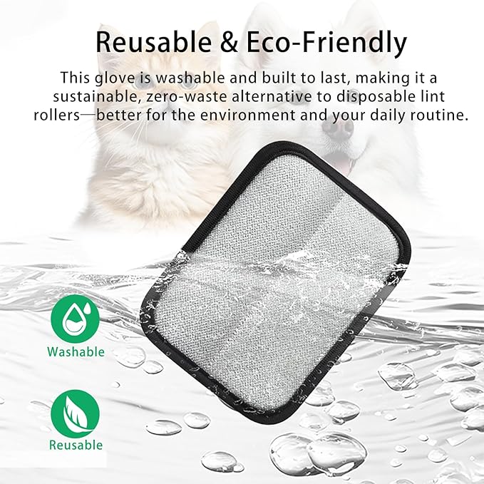 2 Pcs Static Pet Hair Removal Gloves, Reusable Electrostatic Pet Cat Dog Hair Remover Grooming Gloves,Pet Hair Remover Brush for Couch, Carpet, Furniture, Clothes & Car Interior