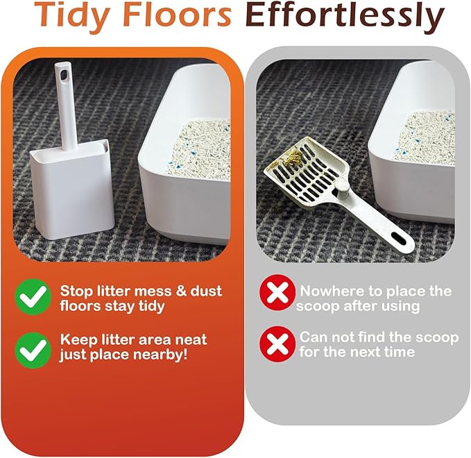 Cat Pooper Scooper, 2 in 1 Cat Litter Scoop with Holder Stand Cat Accessories Cat Supplies Kitty Litter Scoop Heavy Duty and Easy Clean