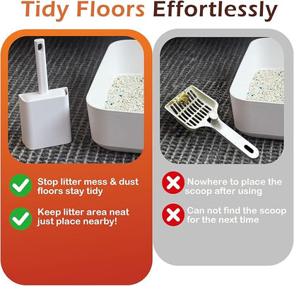 Cat Pooper Scooper, 2 in 1 Cat Litter Scoop with Holder Stand Cat Accessories Cat Supplies Kitty Litter Scoop Heavy Duty and Easy Clean