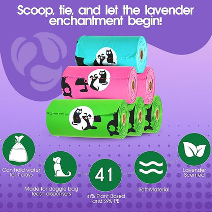 Pet N Pet 720 Counts Lavender Scented, Colorful Poop Bags for Dogs, 41% Plant Based & 59% PE Dog Poop Bags Rolls, Extra Thick Dog Waste Bag, Doggy Bag