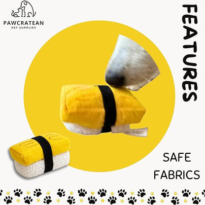 7" Squeaky Plush Toy for Puppies Small Dogs Self Etertainment Washable Soft Made [PET ONLY] (Egg Sushi)