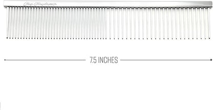 Chris Christensen Buttercomb Bundle - 5 in. Face and Feet Fine/Coarse Comb, 7.5 in. Greyhound Style Fine/Coarse Comb, Stainless Steel, Prevents Friction