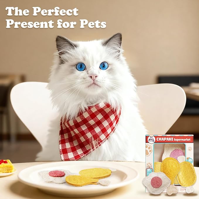 3-Pack Catnip Chew Toys, Natural Loofah Cat Scratch & Teething Toys for Bored Indoor Cats, Interactive Food Shape Treat Toy for Dental Health, Cat Toys with Catnip for Kitty Toys