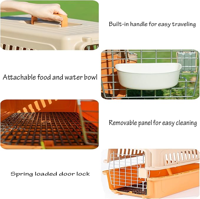 Pet Cage Carrier – Ventilated Travel Dog & Cat Crate with Removable Tray, Lightweight & Handheld