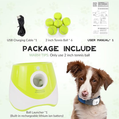ENTROY Automatic Ball Launcher,Dog Toy Ball Thrower,Interactive Dog Ball Thrower,Adjustable Distance 10-30ft Ball Thrower Dog Fetch Machine with 6 2 inch Tennis Balls for Small and Medium Dogs(Green)