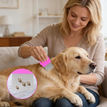 6 Pack Pet Fine Wide Tooth Comb Set Dog Cat Grooming Combs Professional Tear Stain Remover Dematting Comb Stainless Steel Dog Eye Combs for All Types of Small Medium Large Pets