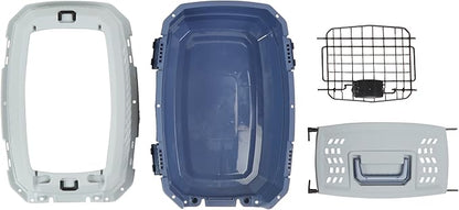 Amazon Basics 2-Door Top-Load Hard-Sided Pet Travel Carrier for Cats and Small Dogs, 19" L x 12.6" W x 10" H, Gray & Blue