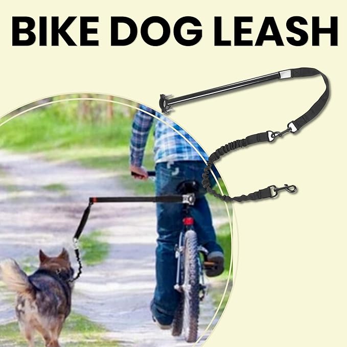 Dog Bike Leash, Dog Hands Leash for Bike Riding, Retractable Attachment for Pet, Quick Install and Remove