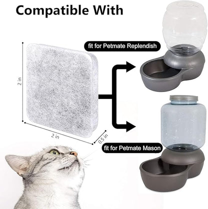 Water Fountain Filters Replacement for Dog, Pet Water Filter Compatible with Petmate Replendish Mason Gravity Waterers, Filter for Automatic Waterer Bowls Dog Water Dispenser- 8Pack