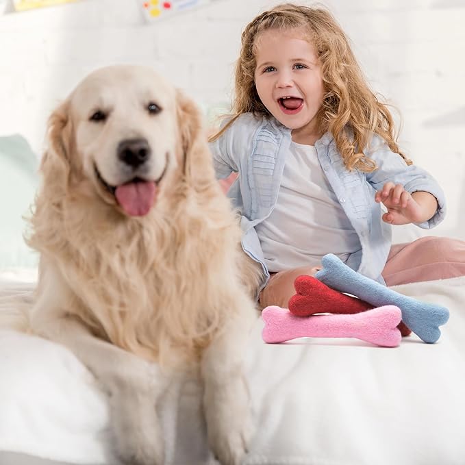 Glaciart One Felted Wool Dog Chew Bone (3 Pcs)| Durable Dog Chew Toy, Puppy Chew Toys for Teething & Dog Teeth Cleaning | Pet Toys Fetch Games & for Anxiety/Boredom | Great for Small or Medium
