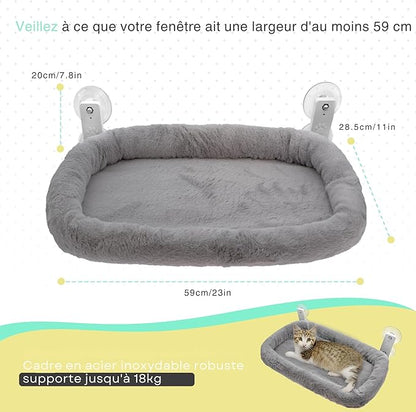 Cat Window Perch with Washable Cushion & Strong Suction – Stable & Cozy Cat Hammock for Window (Holds up to 40 lbs) – Durable Window Bed for Indoor Cats