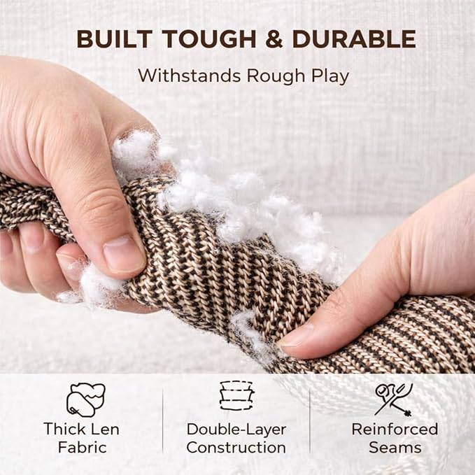 Linen Animal Shape Cotton Rope Dog Chew Toy, Squeaky, Sturdy Linen Fabric (Sheep)