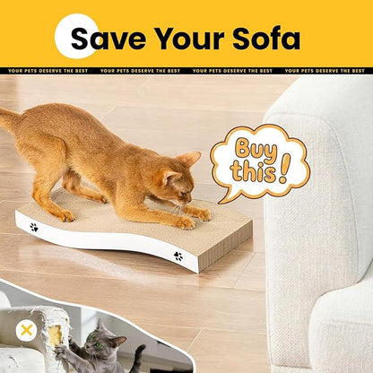 Cat Scratcher, Durable Scratch Pad, Corrugated Cardboard Scratching Board for Indoor Cats, Heavy Duty, Double-Sided Usability, Recyclable, with Catnip, Medium, 2 Packs