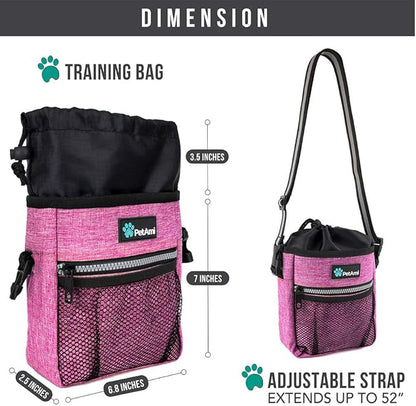 PetAmi Dog Treat Pouch, Pet Treat Pouch for Training, Dog Walking Bag Holder for Kibbles, Pet Food Toy, Dog Trainer Essentials Supplies, Poop Bag Dispenser, 3 Ways to Wear (Pink)