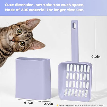 Kitty Litter Scoop, Cat Litter Scooper with Caddy, with Holder to Store cat Pooper Scooper After use, Sturdy ABS Material, Romantic and Cute Purple.…