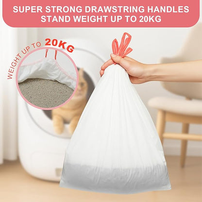 100Pack Extra Large Cat Litter Box Liners with Drawstring Compatible for Litter Box Litter Robot 4, 4Mil Thickened Cat Litter Bags, 9-11 Gallon Litter Liners for Litter Robot Bags