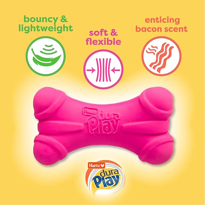 Hartz DuraPlay Bone Squeaky Latex Dog Toy for Small Breeds, 3 Pack