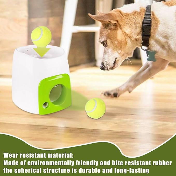 Automatic Dog Ball Launch - 16x16x20cm/6.3x6.3x7.87 Inches Tennis Ball Launch for Dogs | Interactive Toys with Snack Dispensing Puzzle for Puppy Training Exercise Inside Outside Backyard