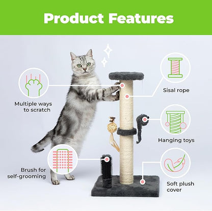 Best Pet Supplies Catify Cat Scratcher, Fun Interactive Scratchers, Posts, Poles, Claw Safe, Furniture Saver Indoor Play Support Natural Cat Behaviors Heavy Duty - Gray, 11.78 x 11.78